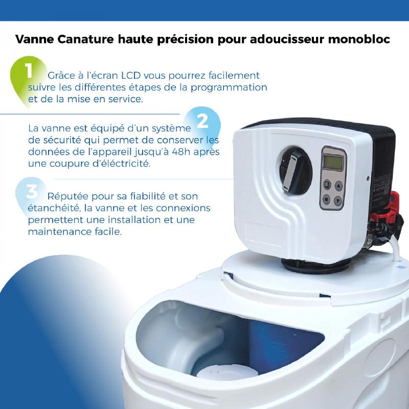 Adoucisseur d'eau 20l vanne canature complet avec accessoires - 1 à 4 personnes_1