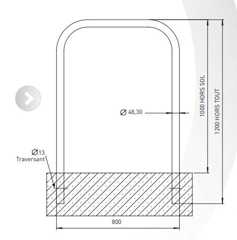 Arceaux vélos Andria - Citynox - diamètre 48 mm - hauteur 1200 mm - fixations à sceller ou sur platine_1