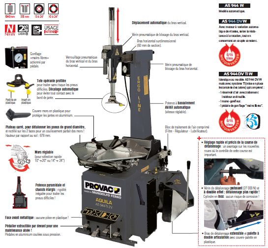 As944llmitiw - monte/demonte-pneus automatique 230v avec blocage exterieur 10 à 24_1