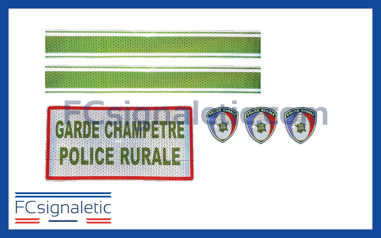 Kit sérigraphie balisage Police rurale et garde champêtre pour moto ou scooter carénés_0