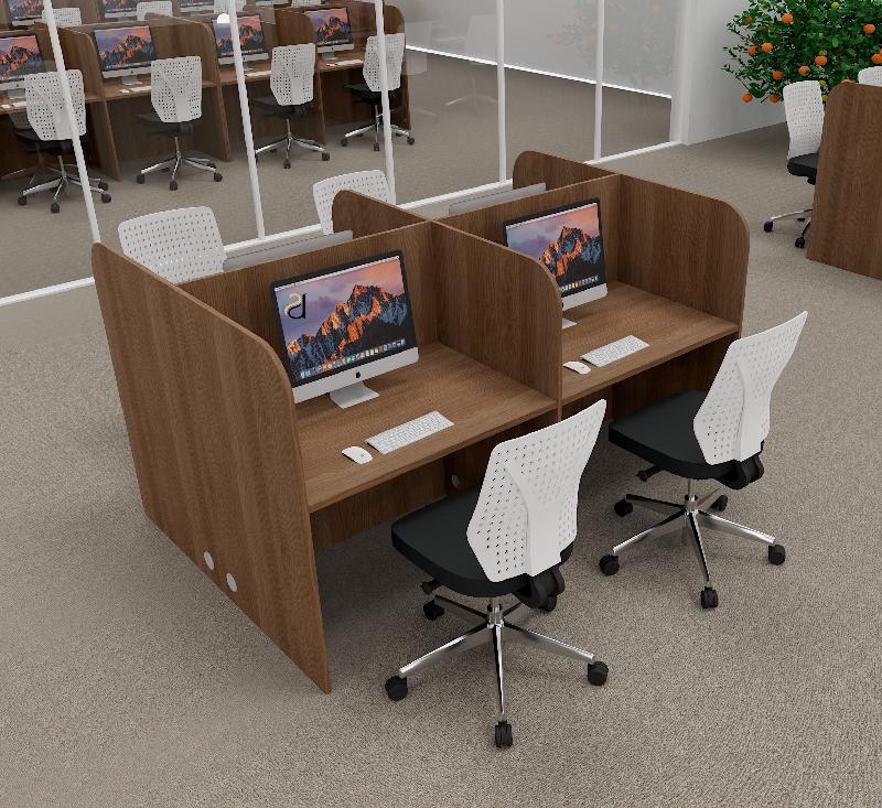 Bureau de call center version double 4 personnes. - Acacia foncé, 4 places_0