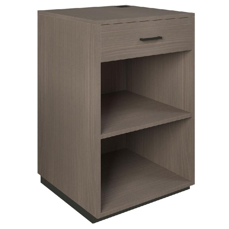 Comptoir Vertigo T03 avec tiroir MDF noir et noyer foncé 60x60x93cm_1