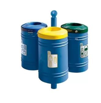 Corbeille Tri Sélectif Guyenne 40 L - Ensemble modulable avec couvercles colorés - 1, 2 ou 3 corbeilles_1