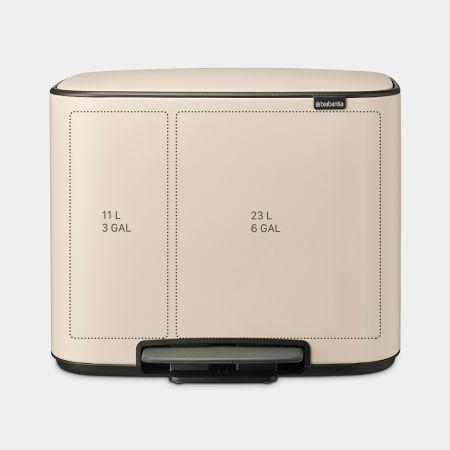 Poubelle à pédale Brabantia Bo -11 + 23 litres - Soft Beige pour trier facilement les déchets_1