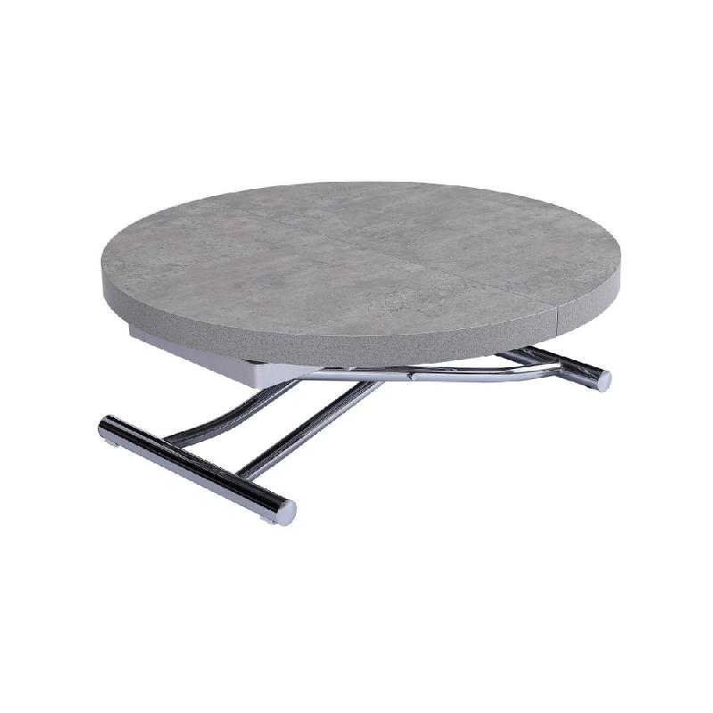 Table basse relevable et réglable en hauteur avec piétement chromé