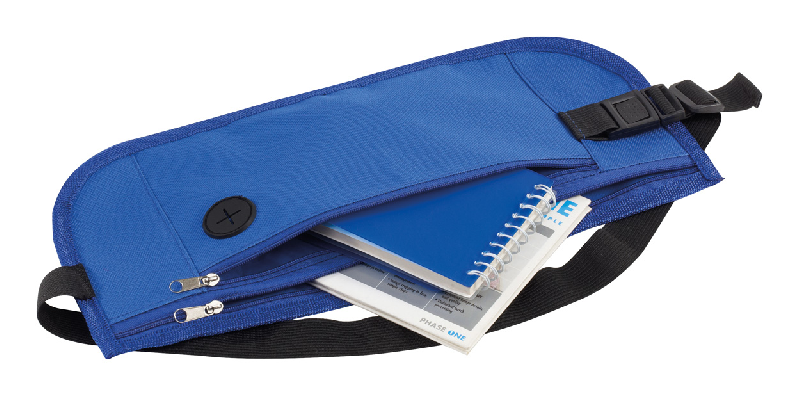 Sac banane en polyester 600D - 2 compartiments avec fermeture-éclair - Couleur bleu_1