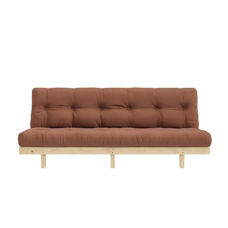 Banquette convertible futon Lean Pin - Coloris brun argile - Couchage 130 x 190 cm - Structure en pin massif_1