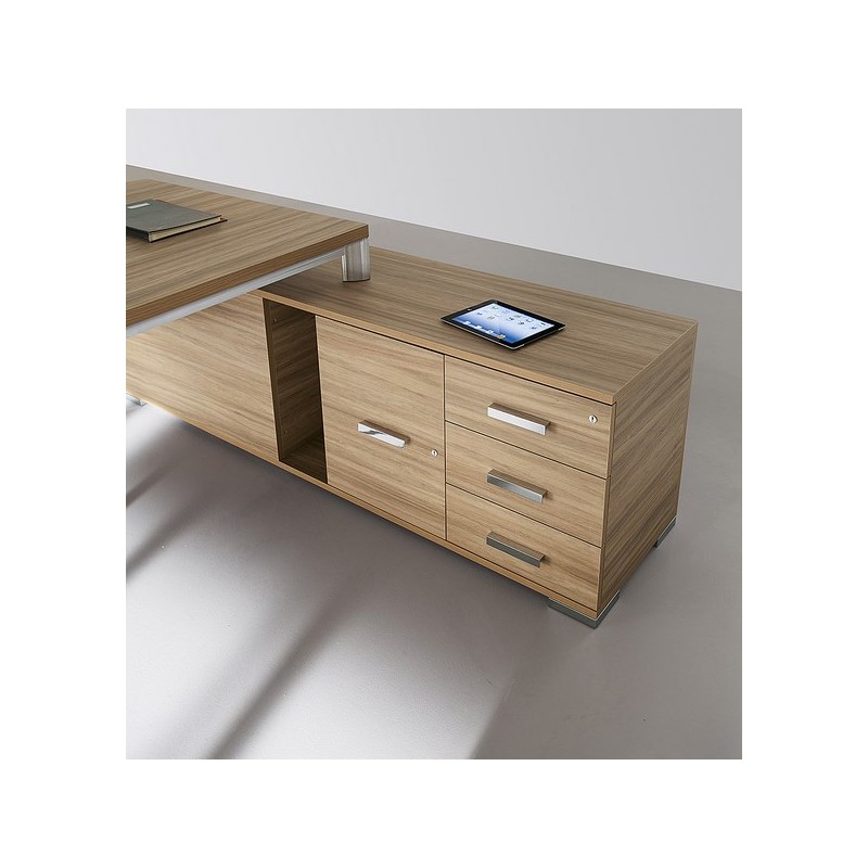 Bureau de direction avec retour - qualité exceptionnelle - décor stratifié bois - Réf AVN2010DPNT-AVF15NT-AVNDPNT_1