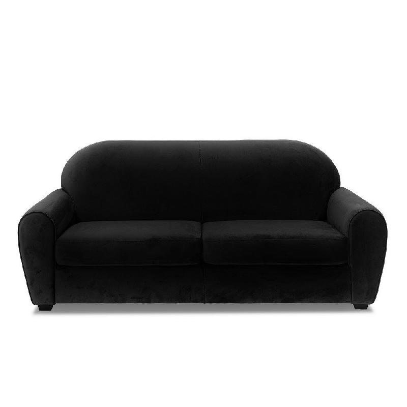 Canapé fixe club 3 places - design vintage anglais - polyuréthane noir - fabrication italienne_1