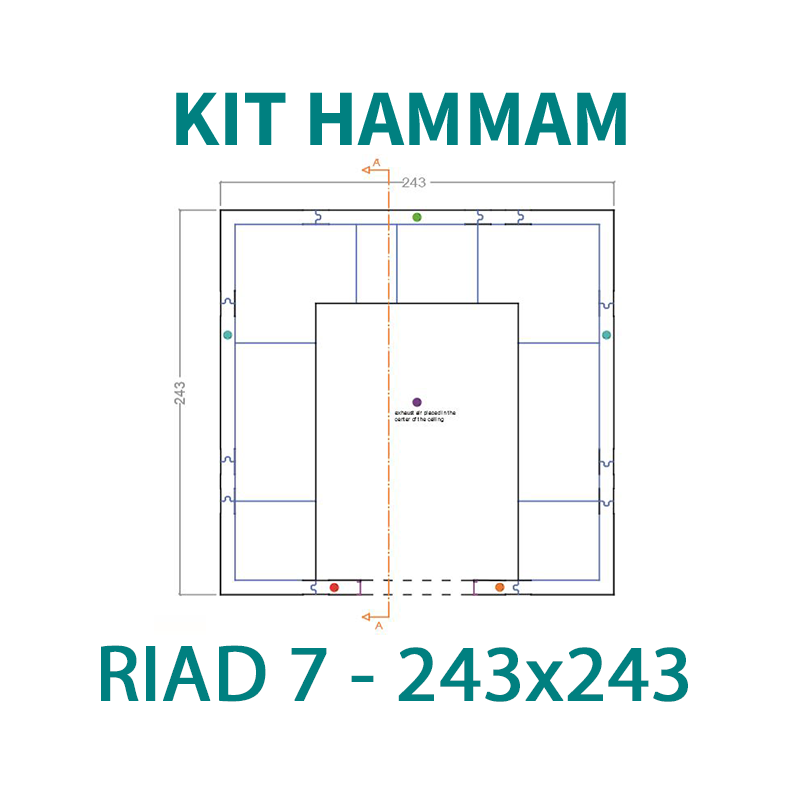 KIT CABINE HAMMAM À CARRELER RIAD 7 - 243X243 - 7 PLACES_1