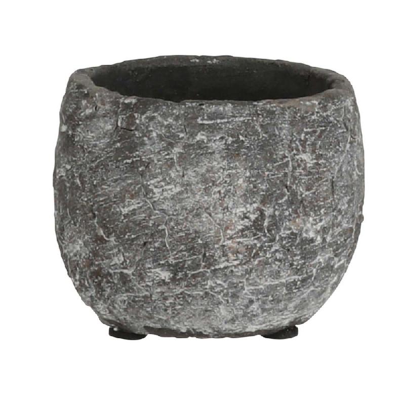 Pots ronds effet pierre gris  Ø8 x H6,5cm - par 2_1