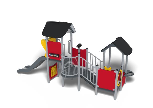 Structure multi-jeux 3 à 5 ans - Unimini Apista - 8047371 - Hags - Poteaux acier PC et panneaux HPL_1