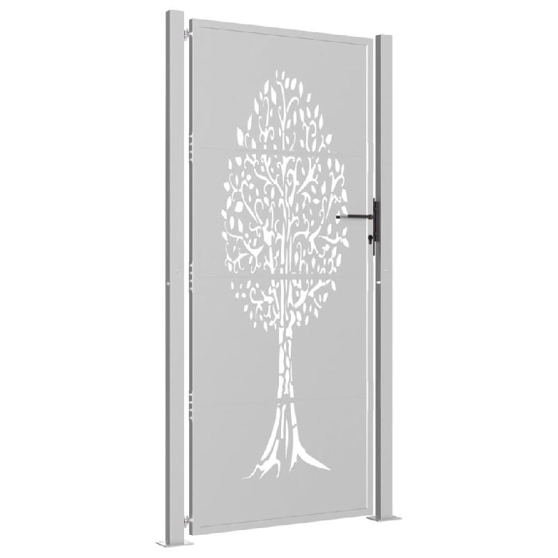 Vidaxl portail de jardin 105x205 cm acier corten conception de l'arbre 153165_1