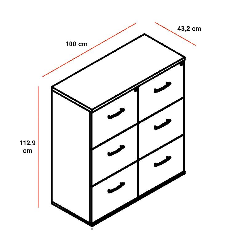 Armoire avec tiroirs pour le classement des dossiers suspendus - Blanc pastel, Blanc pastel, 6 cases_1