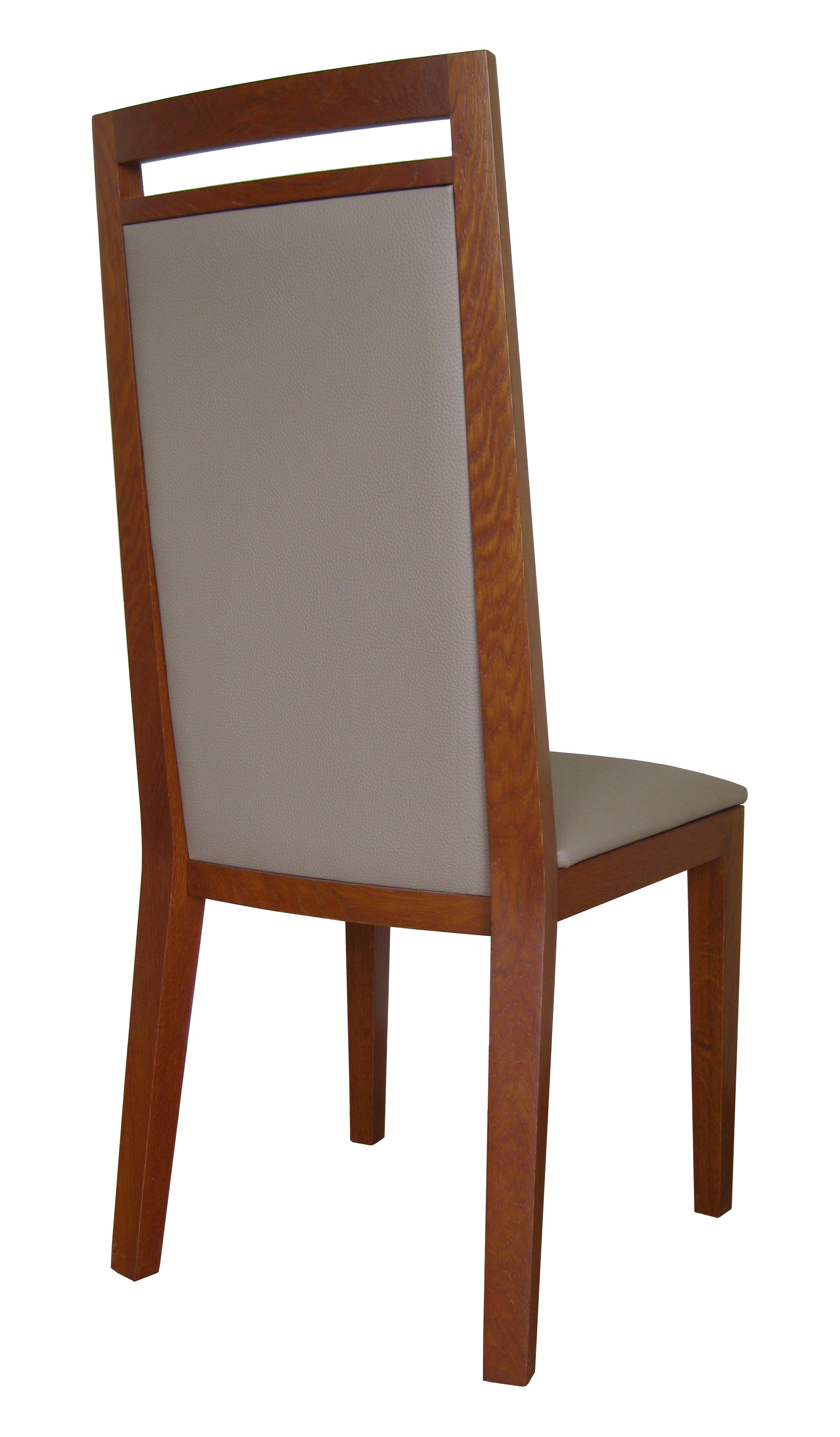 Lot de 2 chaises Graphic en chêne massif - finition teinte merisier - marron et taupe - assise et dos garnis en mousse polyéther_1