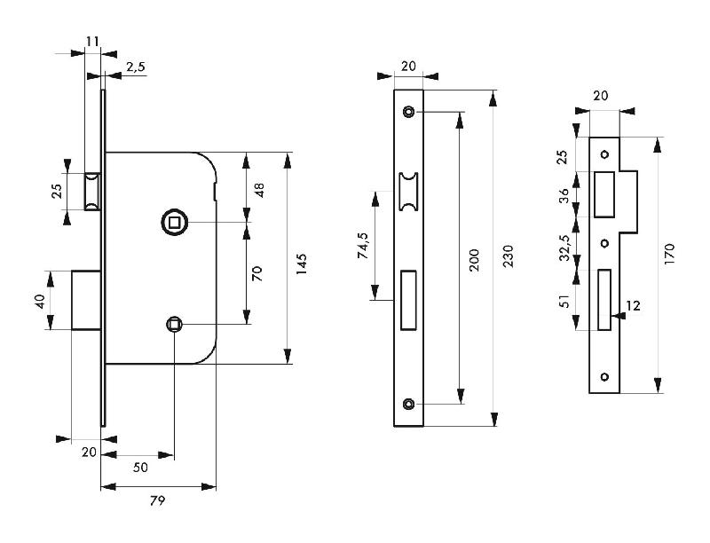 Serrure à encastrer pour porte d'intérieur à condamnation - Têtère inox - Référence 00019241 - Marque THIRARD_1