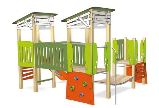 Structure de jeux à 3 tours - Ma cabane Réf 3710 TRANSALP - Tranche d'âge 2 à 8 ans - Pour parcs, écoles et espaces verts_1