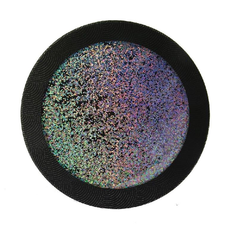 Boîte ronde Mille paillettes empilable noir et argent avec couvercle Ø25 x H9 cm_1