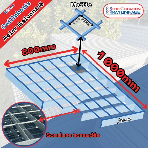 Caillebotis en acier galvanisé 1000mmx800mm - [Maille Configurable]_1