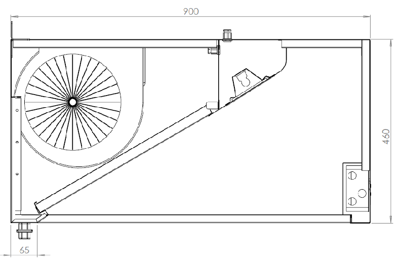 Hotte rectangulaire complètement équipée - P900 - H460 - Acier inox - Filtres labyrinthe - Ventilateur centrifuge ERP2015_1