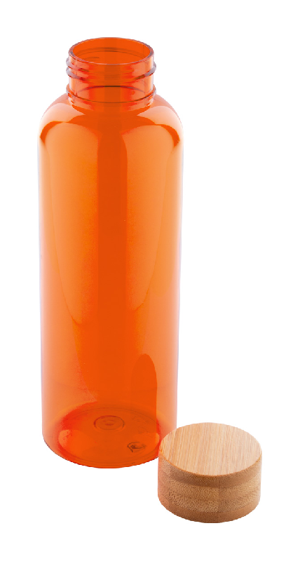 Bouteille en RPET - 500 ml - Couvercle en bambou - Sans BPA - Couleur orange_1