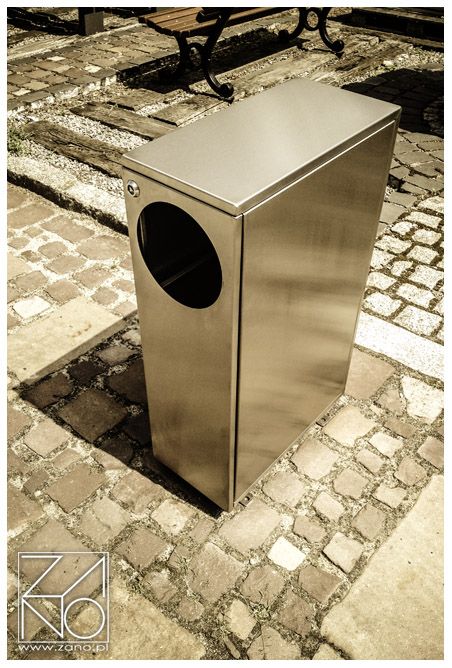 Poubelle urbaine Norvik 03.067 - Zano - 45L - inox brossé, résistante et design_1