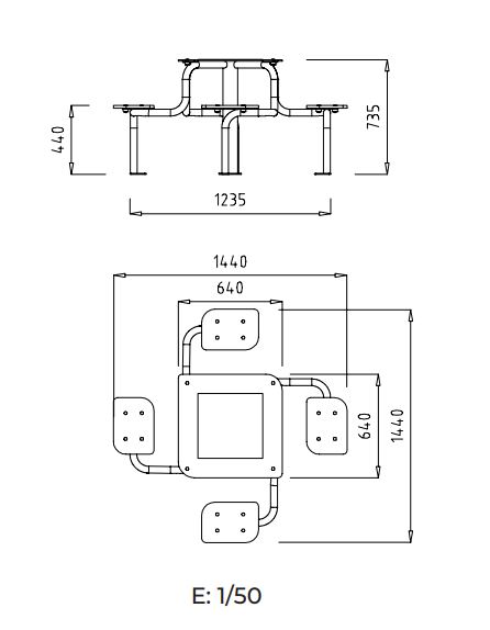 Table de jeux antivandalisme en planche HPL - Réf MM055 - 56 - 57 - 58 - Échecs, Jeu de l'oie, Petits chevaux, Jeu en 3 lignes_1