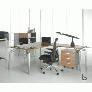 Bureau avec retour Rock K1 - Mobel Linea - Argent Ral 9006, 180, Hêtre, Droite_0