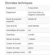 119269W - Armoire de sécurité coupe-feu 90 minutes, 6 bacs-tiroirs, charnières à droite - norme EN 14470-1_1