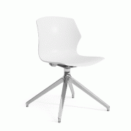 Chaise de réunion Frill avec pied pyramidal - Mobel Linea. - Blanc_1