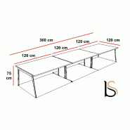 Grande table de réunion X3 - Officity - Blanc 9010, 360, Béton_1