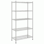 Vidaxl étagère de rangement 5 niveaux 90x35x180 cm chrome 250 kg 324623_1