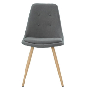 Chaise design scandinave MIDGARD - tissu gris graphite - structure en contreplaqué et pieds bois clair_1