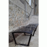Banc public en métal moderne - ACTUS Banquette fixe sur platine - galvanisation à chaud et thermolaquage RAL au choix_1