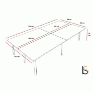 Bureau Bench 4 personnes Ogi A - MDD. - Blanc, Blanc, 320 x 161 cm_1
