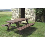Ensemble pique-nique en plastique recyclé hanit® - ISOLA - 180x174 cm, 151 Kg, coloris marron_1