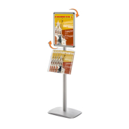 Porte-messages Cadro-Clic® - 1 porte-affiche A3 et 1 étagère - Réf : 214035MNR - Hauteur 134 cm, Socle lesté 6 kg_1