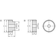 22400 - Engrenages en acier à denture droite - Norelem France - Nombre de dents : 12 à 30 - Denture fraisée - Angle de pression 20°_1