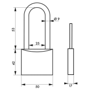 Cadenas à clé type 1 - 50 mm anse demi-haute - Laiton monobloc Thirard, garanti 10 ans_1