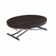 Table basse ronde relevable et extensible SATURNA Wengé - Diamètre 105 cm - Plateau extensible jusqu'à 135 cm_1