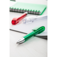 Stylo bille transparent - embout chromé - encre bleue - couleur verte - poids 13g_1