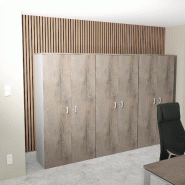 Armoire haute 197 cm avec portes battantes - Mobel Linea - 100, Chêne grisé_1