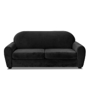 Canapé fixe Club 3 places en velours noir - Design vintage anglais - Fabrication 100% italienne_1