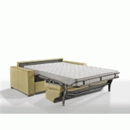 Canapé convertible express Premium 140 cm - Sommier à lattes Renatonisi - Matelas Bultex - Velours jaune - Fabrication italienne_1