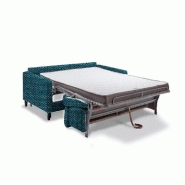 Canapé express SOHO - Matelas 16 cm - Sommier à lattes 140 cm - Tissu tweed bleu marine_1