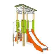 Ma cabane escalier 3706 - 1 tour H 0,90 m avec toboggan et mur d'escalade - Structure aire de jeux pour parcs, écoles, espaces verts - Transalp_1