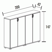 Armoire 4 portes - 6 étagères - (L : 200 cm x P : 42 cm x H : 147 cm) So Laroya_1