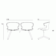 Sieges sur poutre avec tablette cove - OFFISIT. - anthracite, 2 places + 1 tablette_2