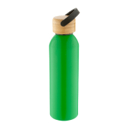 Bouteille en aluminium - 600 ml - couvercle en bambou - couleur verte - 150 g_1