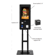 Borne de commande AG 215 - 21.5'' Windows, lecteur de code barres 2D, imprimante thermique SAGA 80 mm, fixation sur pied ou murale_1